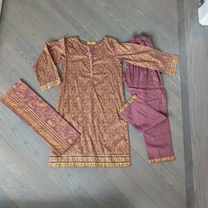 Bonanza Satrangi Women's Pakistani Salwar Kameez 3-Piece, Mauve